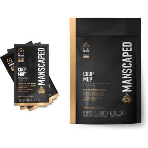 imageMANSCAPED Crop Mop OnTheGo Individually Wrapped Ball Wipes AntiChafing Male Hygiene Body Wipes Cleaning Wipe Designed for The Male Groin Area with Refreshing and Cooling Aloe Vera 15 Pack