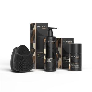 imageMANSCAPED Skin Ultra Starter Kit  Mens Daily Skincare Routine with Face Buffer PRO Electric Silicone Scrubber Exfoliating Face Wash with Ceramides Facial Moisturizer Infused with Hyaluronic Acid