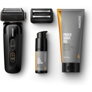 imageMANSCAPED The Chairman PRO Mens Electric Foil Face Shaver  Two Interchangeable Blade Heads SkinSafe FourBlade Foil ampamp Stubble Trimmer USBC Wireless Compatible Charging Gentle on NeckThe Chairman PRO Package