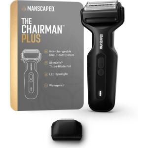 imageMANSCAPED The Chairman Plus Mens Electric Foil Face Shaver  Two Interchangeable Blade Heads SkinSafe ThreeBlade Foil ampamp Precision Sideburn ampamp Jawline Trimmer USBC Charging Gentle on Neck AreaThe Chairman PLUS