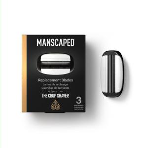 imageMANSCAPED The Crop Shaver Replacement Blades Mens 3Blade Stainless Steel Groin Hair Razor Cartridges with Pivoting Head Micro Comb Bar Wide Lubrication Strips 3PackThe Crop Shaver Replacement Blades