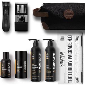 imageMANSCAPED The Luxury Package 40 Includes The Lawn Mower 40 Electric Trimmer The Shears 20 Nail Kit Crop Preserver Deodorant Body Wash 2IN1 Shampoo ampamp Conditioner The Shed toiletry bagThe Luxury Package 40