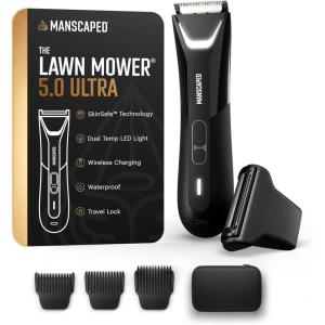 imageMANSCAPED The Lawn Mower 50 Ultra TCS Special Edition Mens Groin ampamp Body Hair Trimmer  DualHead SkinSafe Trimmer ampamp Foil Blades Waterproof WetDry Groomer USBC Rechargeable with Travel CaseTuxedo Black